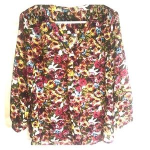 Multi Colored Sheer Floral Blouse